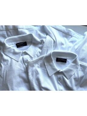 St. Croix Men's Lot of 2 Solid White Short Sleeve Golf Polo Shirts XL